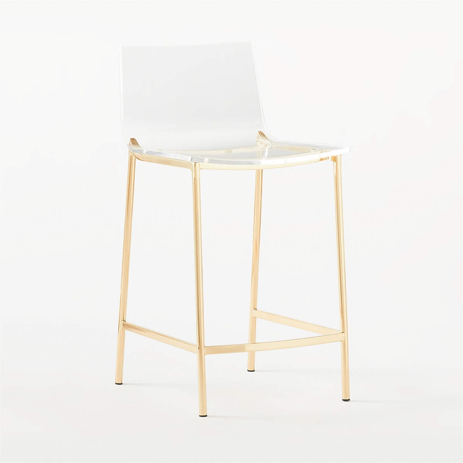 2 CB2 Chiaro Clear Acrylic Stools with Gold Legs - image-3