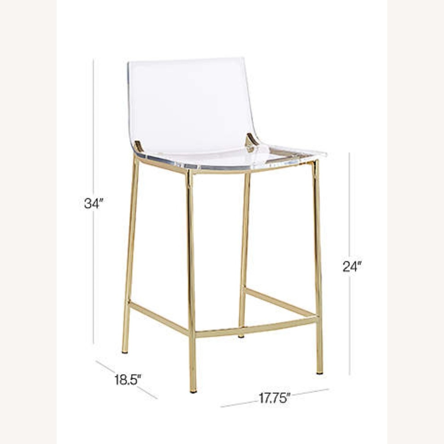 2 CB2 Chiaro Clear Acrylic Stools with Gold Legs - image-14