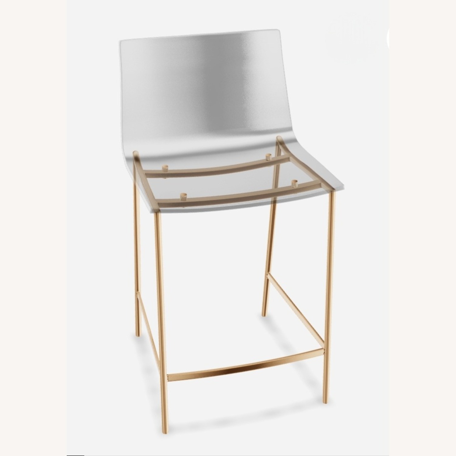 2 CB2 Chiaro Clear Acrylic Stools with Gold Legs - image-4