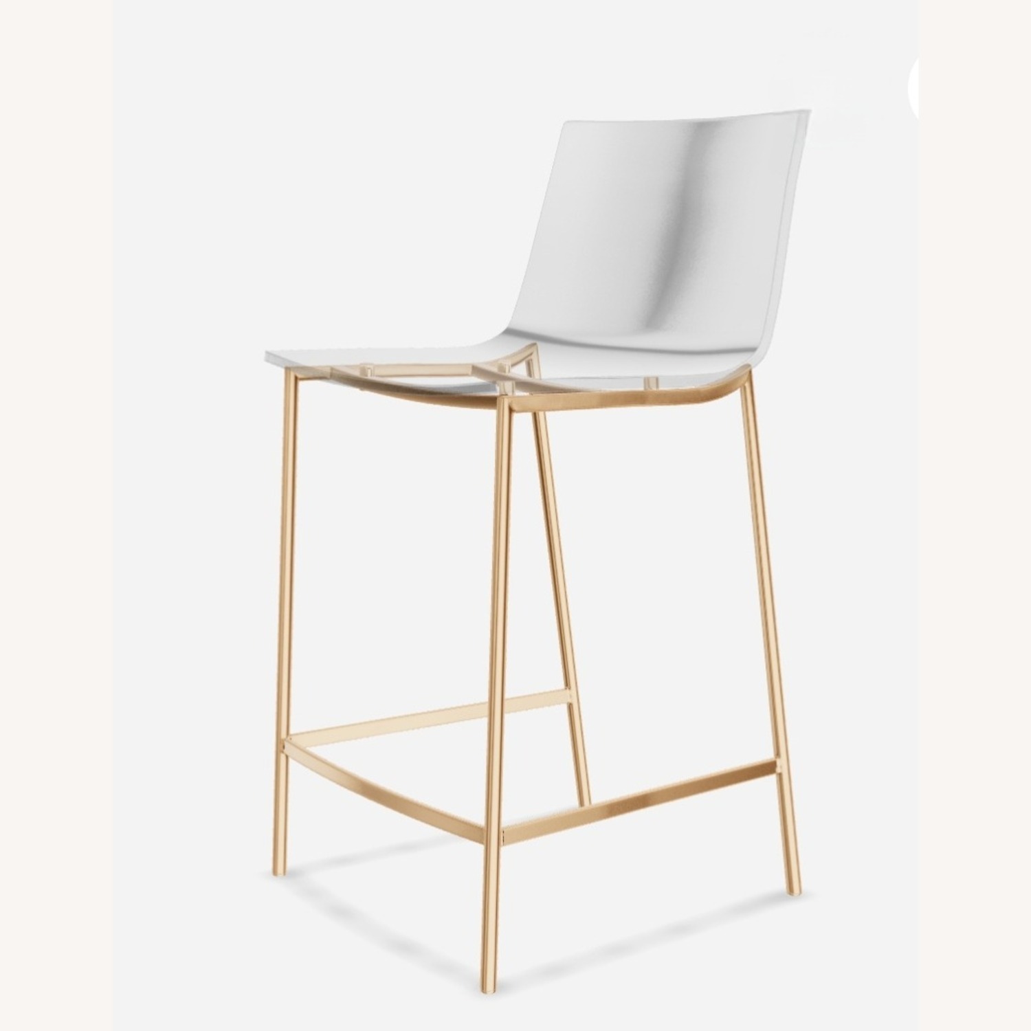 2 CB2 Chiaro Clear Acrylic Stools with Gold Legs - image-7