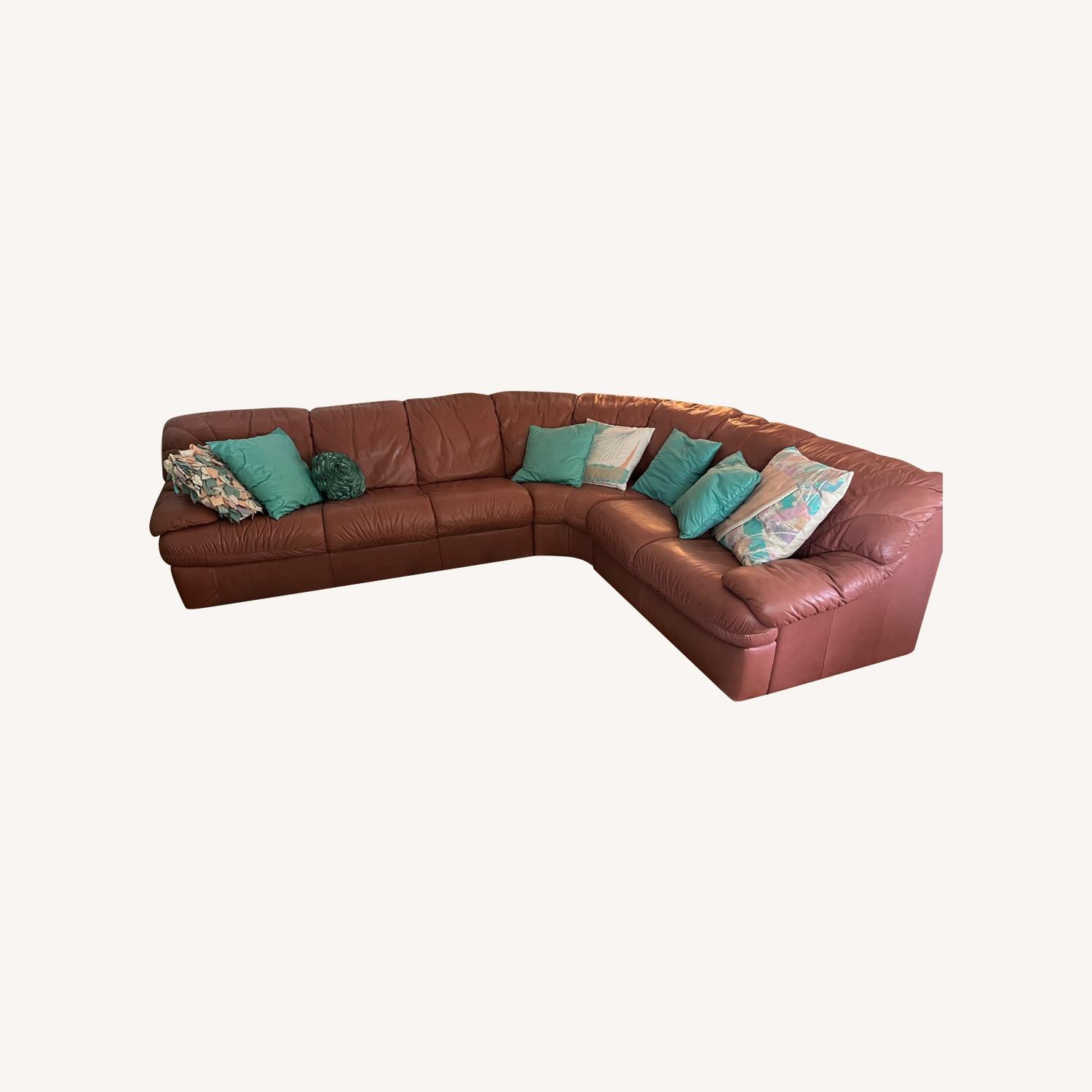 Natuzzi  Purple Leather 3+ Piece Sectional - image-0