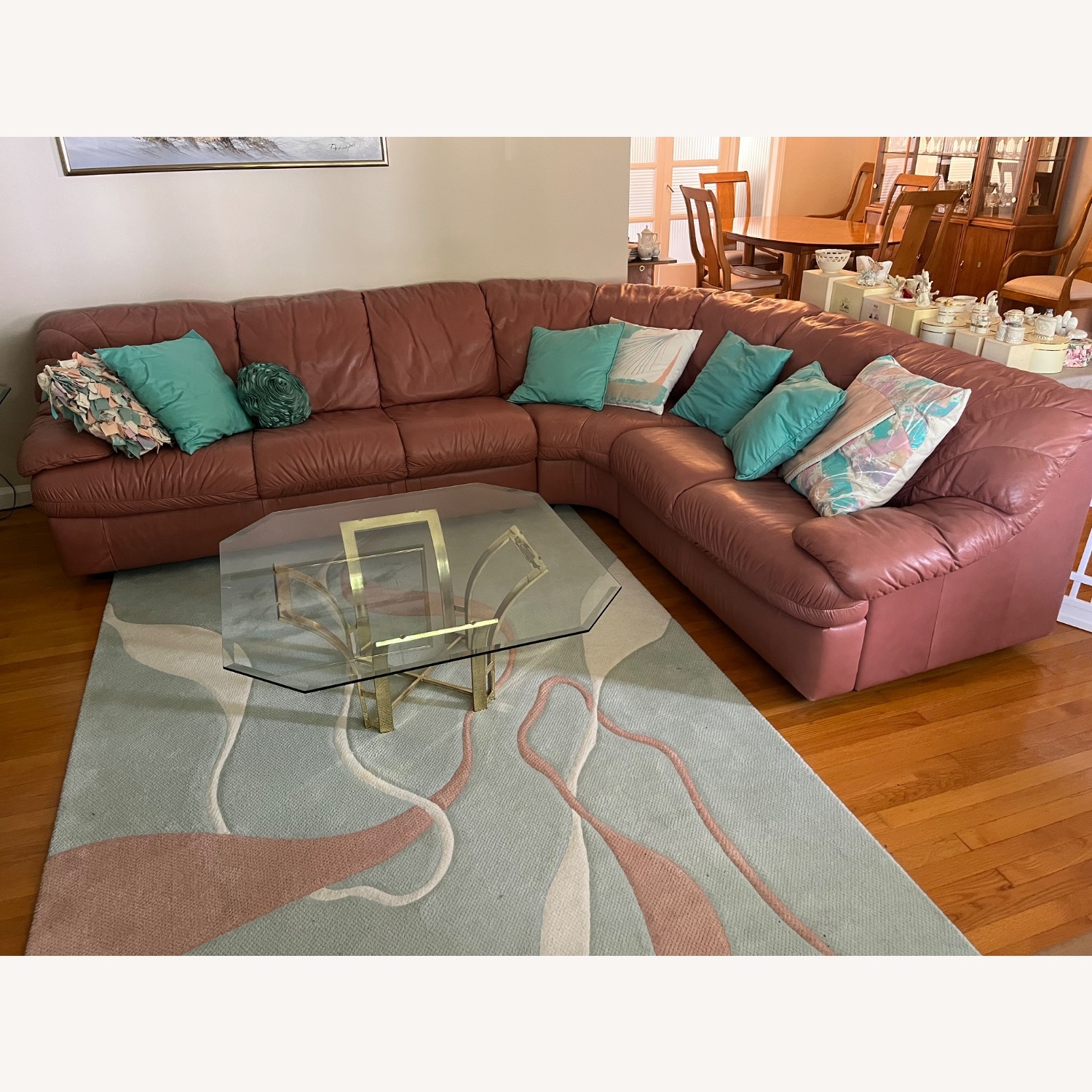 Natuzzi  Purple Leather 3+ Piece Sectional - image-1