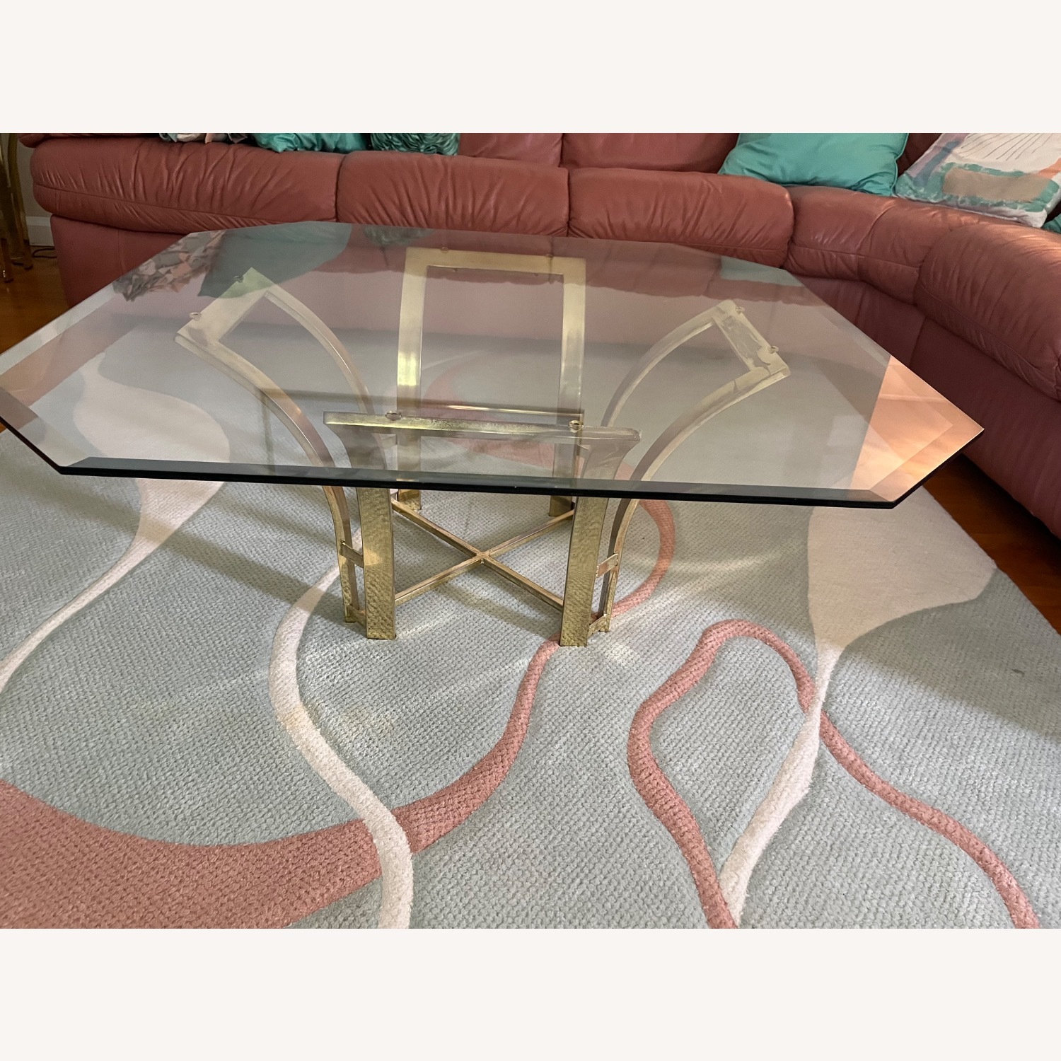 Vintage Hollywood Regency Tulip Glass Coffee Table - image-1