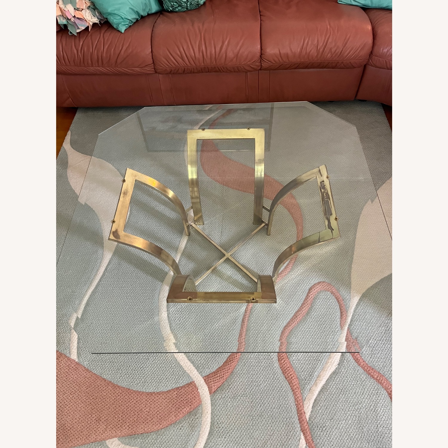 Vintage Hollywood Regency Tulip Glass Coffee Table - image-2