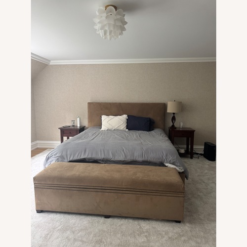 Used Pottery Barn Raleigh Square Upholstered Bed Frame for sale on AptDeco