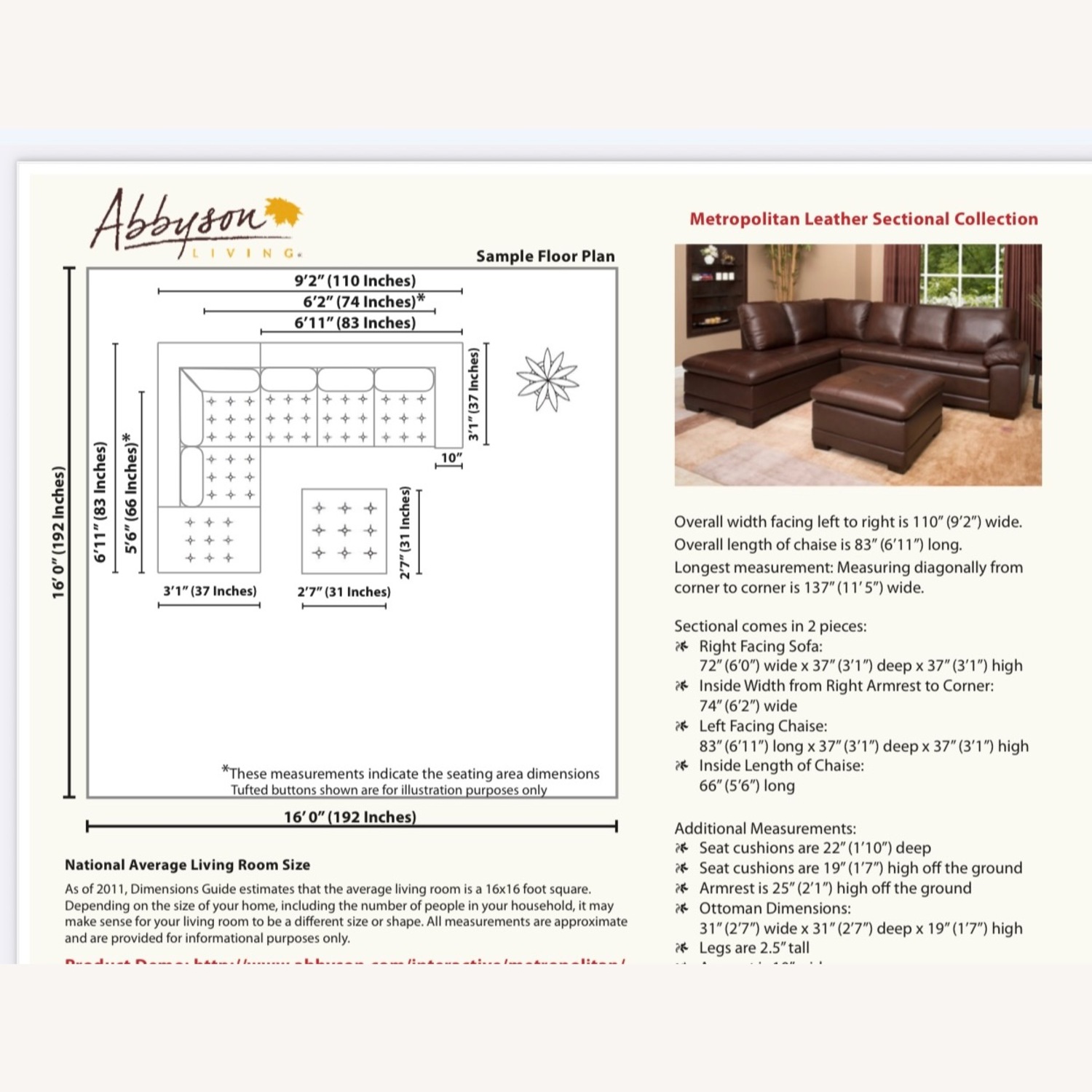 Abbyson Living Furniture 3+ Piece Sectional - image-7
