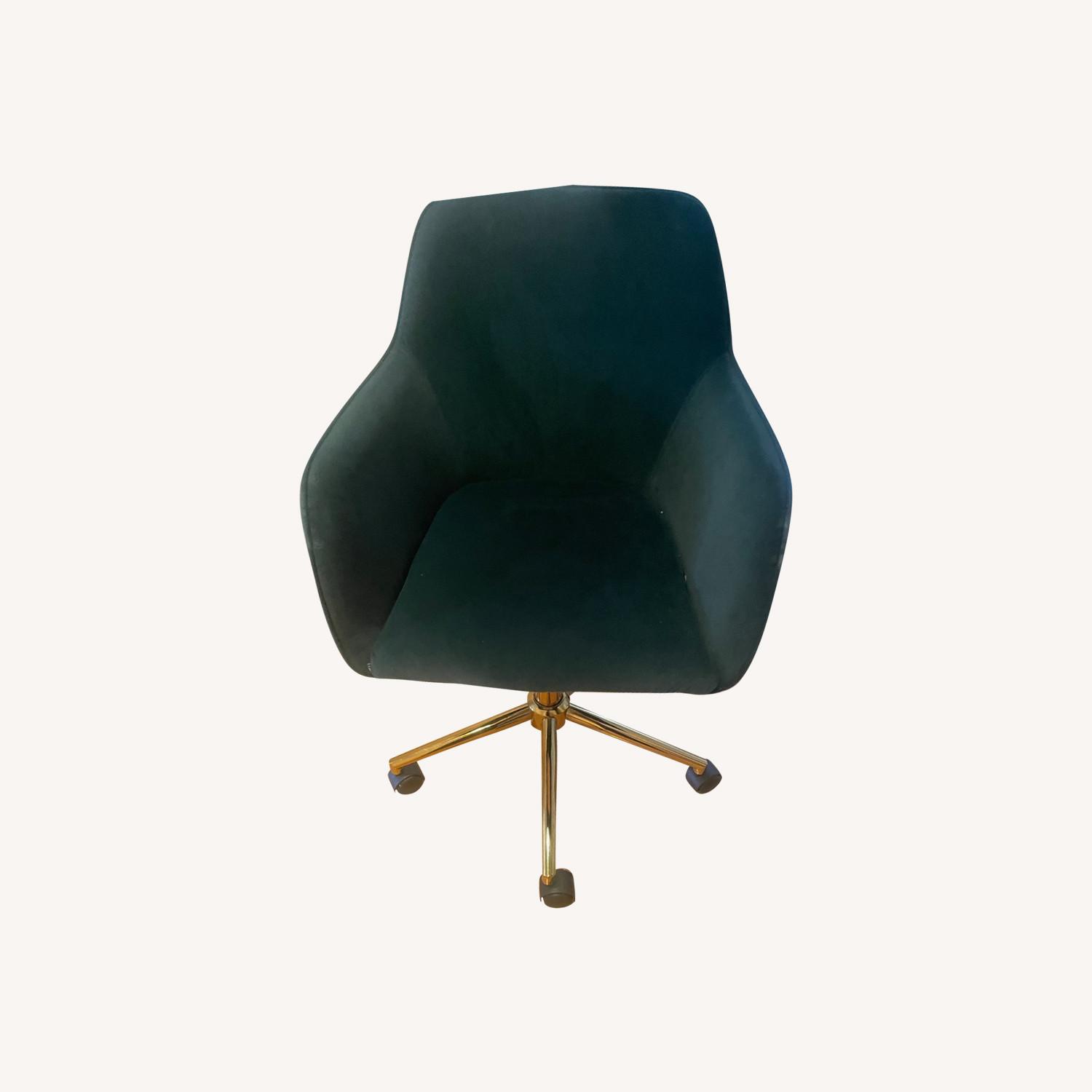 CB2 Green Velvet Office Chair - image-0