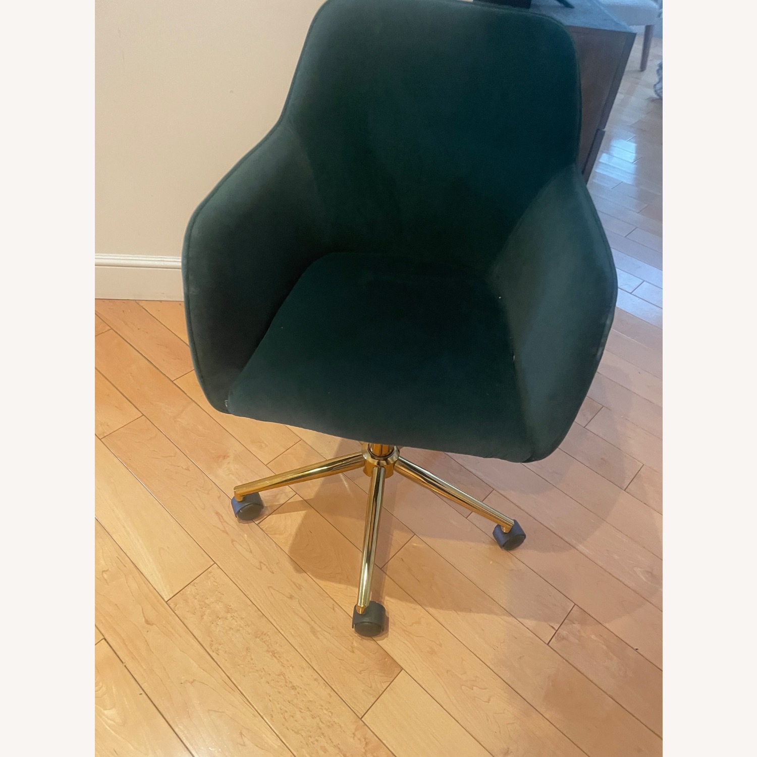 CB2 Green Velvet Office Chair - image-1