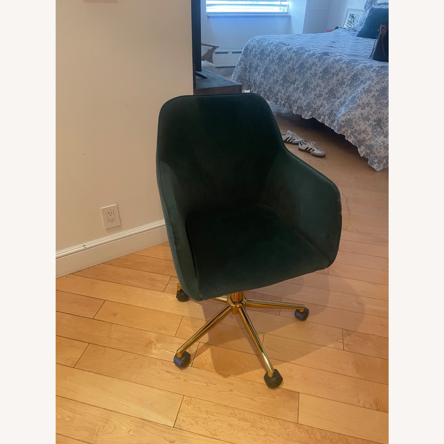 CB2 Green Velvet Office Chair - image-4