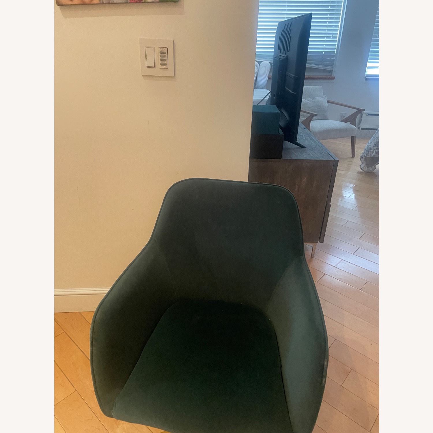 CB2 Green Velvet Office Chair - image-2