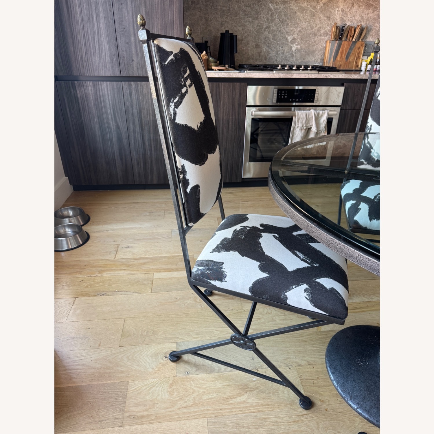 Vintage French Fabric Dining Chairs - image-1