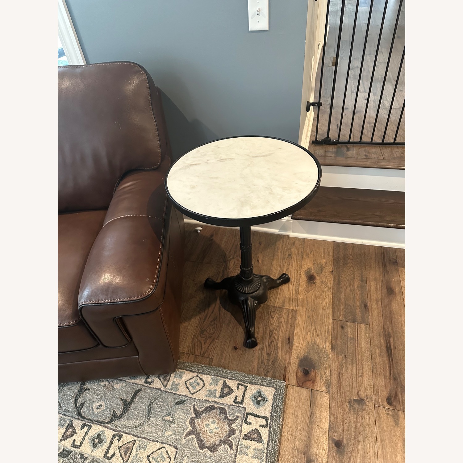 Pottery Barn Rae Round Marble End Table (20") - image-1