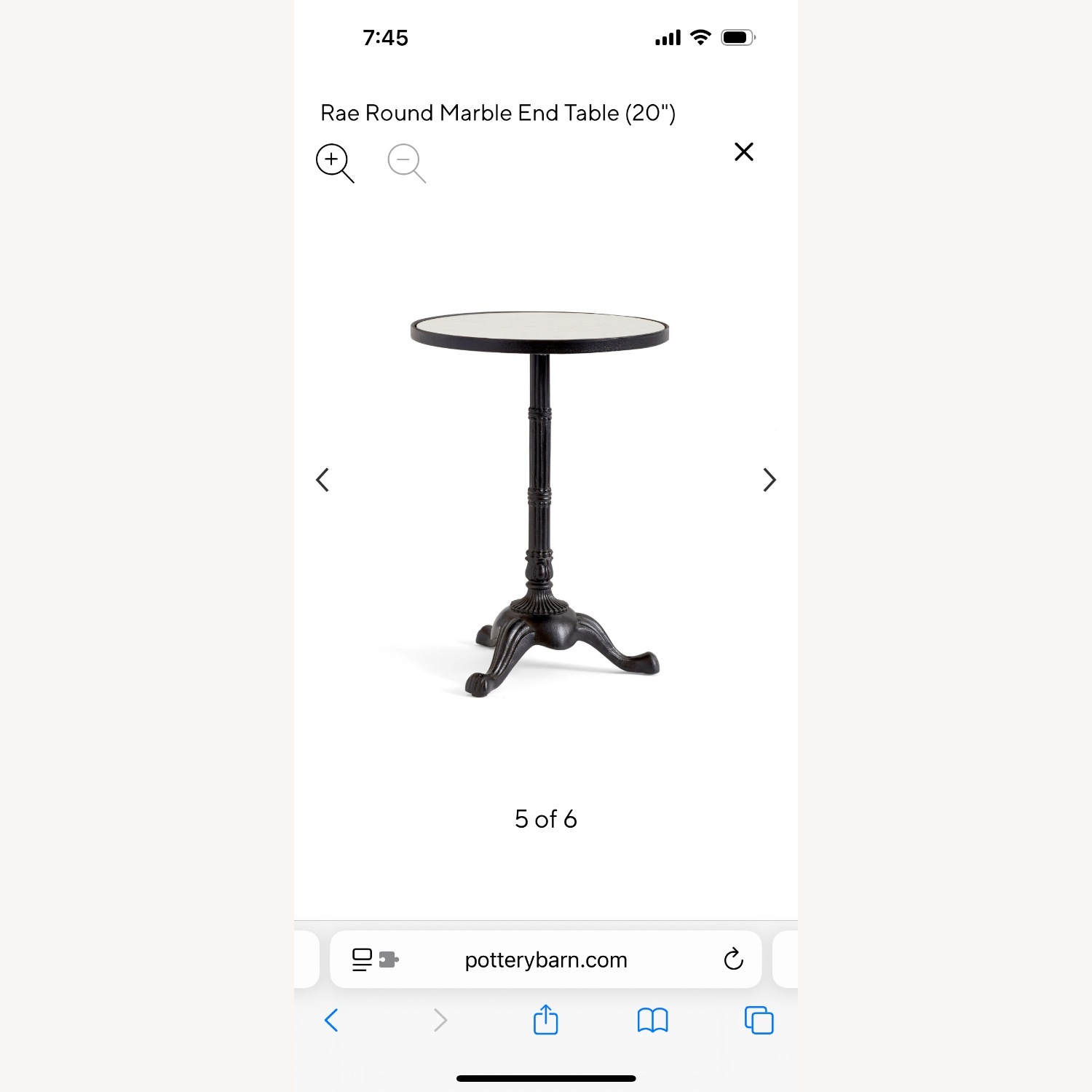 Pottery Barn Rae Round Marble End Table (20") - image-4