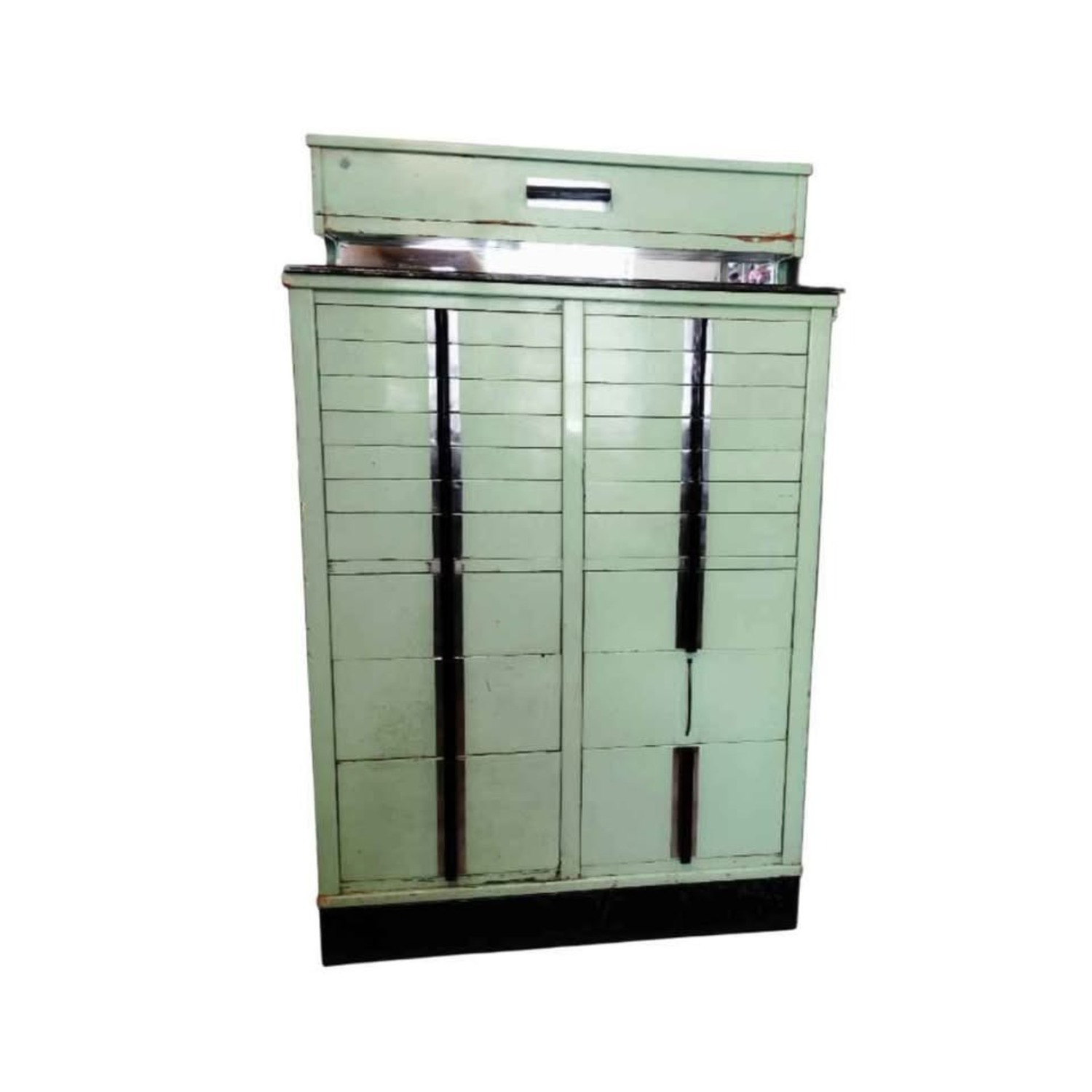 1930s Lt Green Wood 20 Drawer Dental Cabinet - image-1