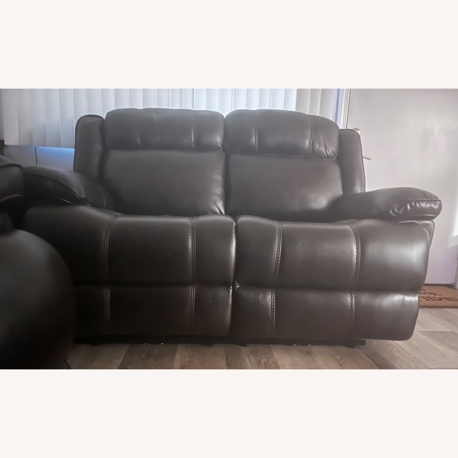 Leather Reclining Loveseat with USB - image-1