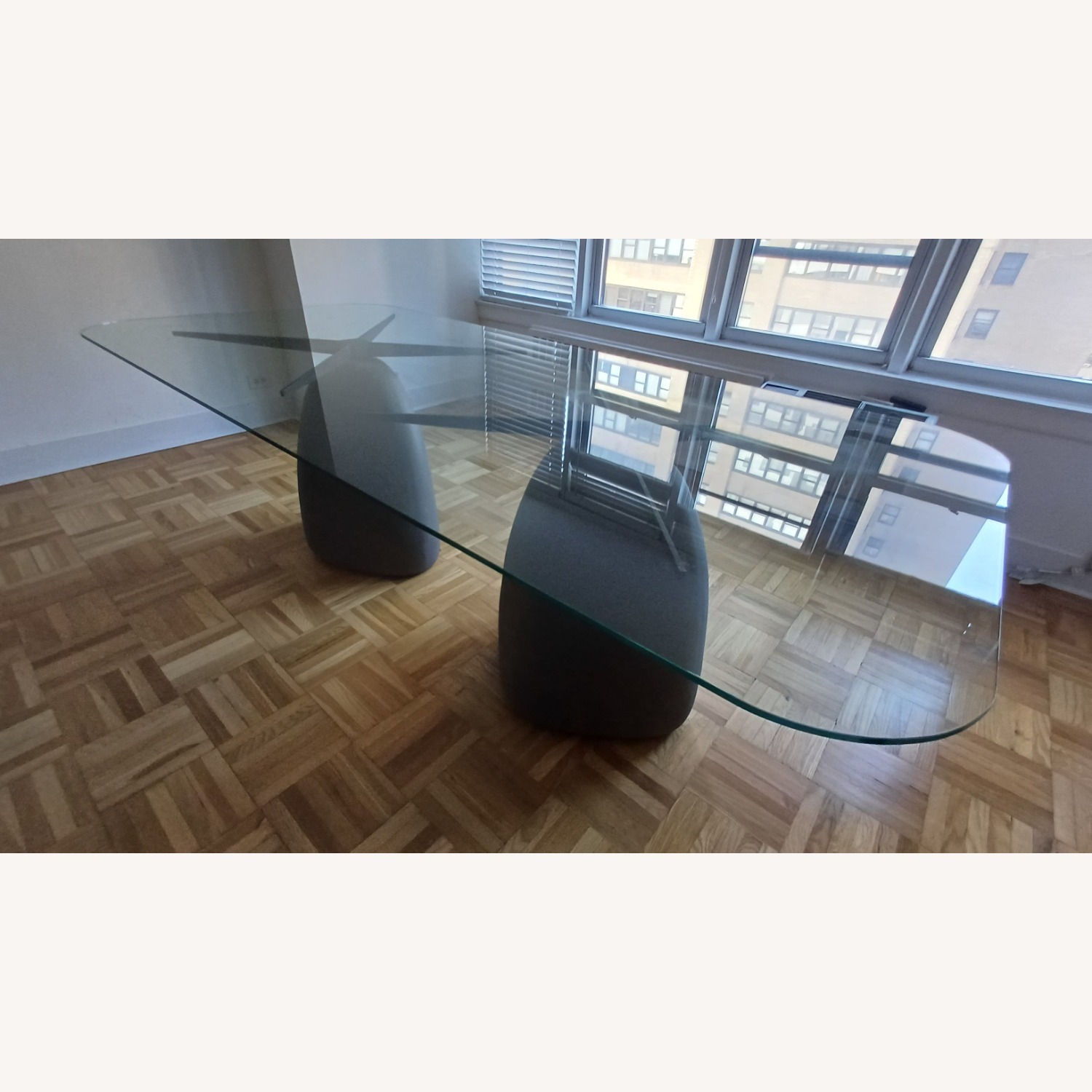 CB2 Stone Transparent Glass Dining Table - image-3