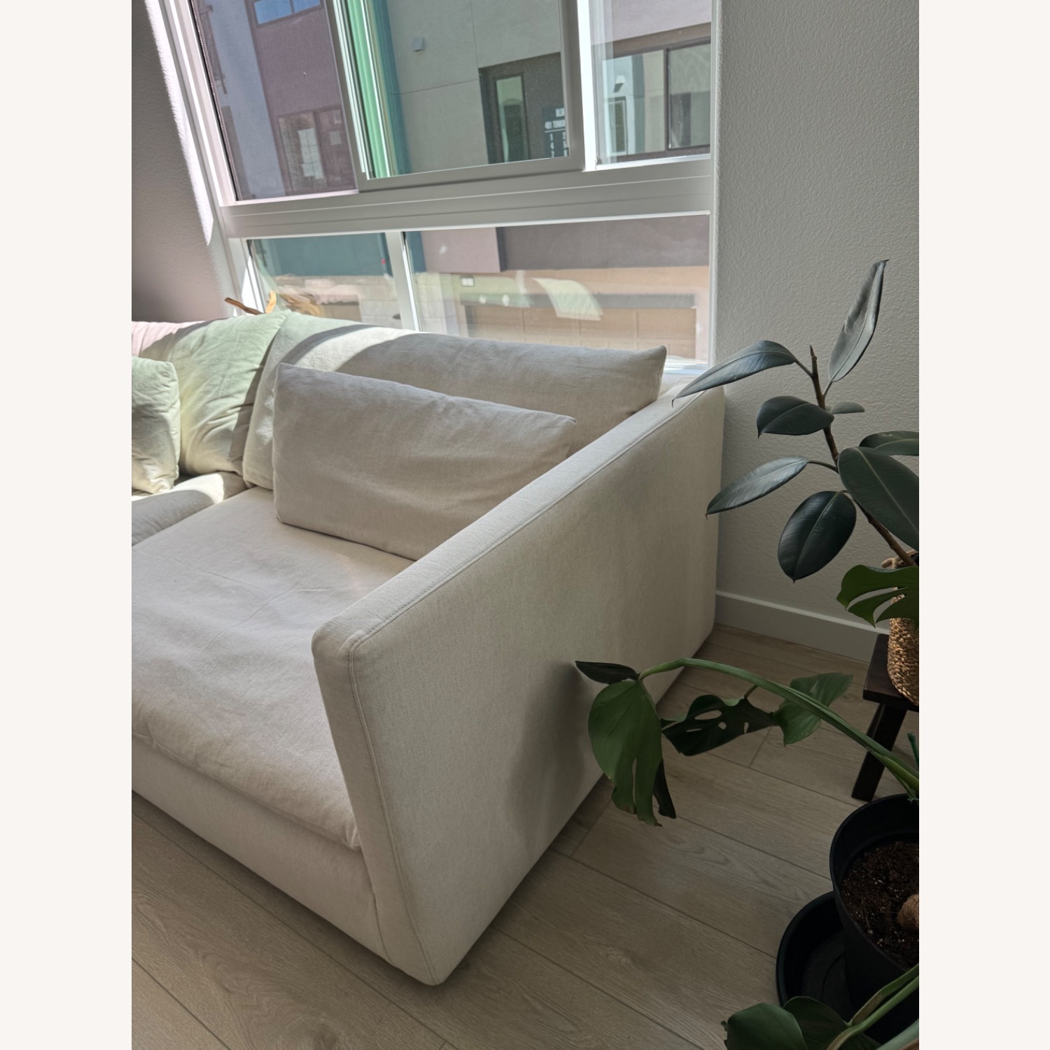 Crate & Barrel Unwind Natural Fabric 2 Piece Sectional - image-2