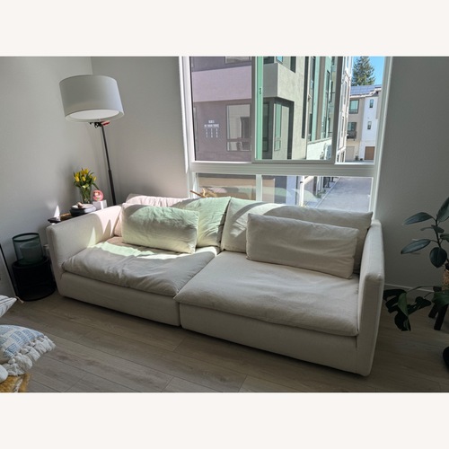 Used Crate & Barrel Unwind Natural Fabric 2 Piece Sectional for sale on AptDeco