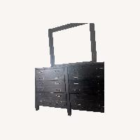 Black Wood Dresser and Mirror