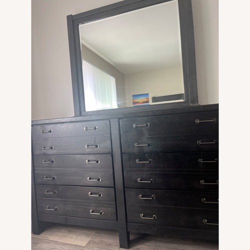 Used Black Wood Dresser and Mirror for sale on AptDeco