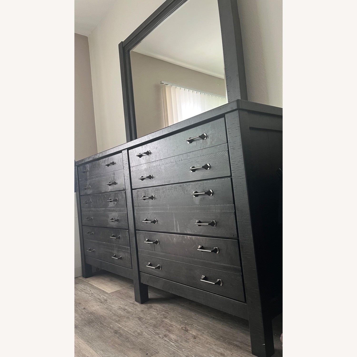 Black Wood Dresser and Mirror - image-2