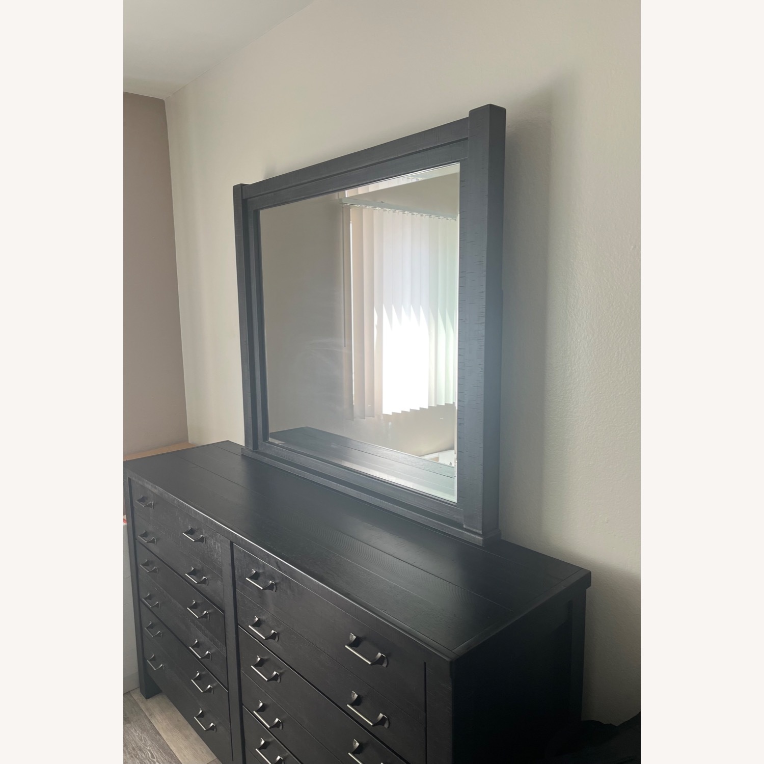 Black Wood Dresser and Mirror - image-3
