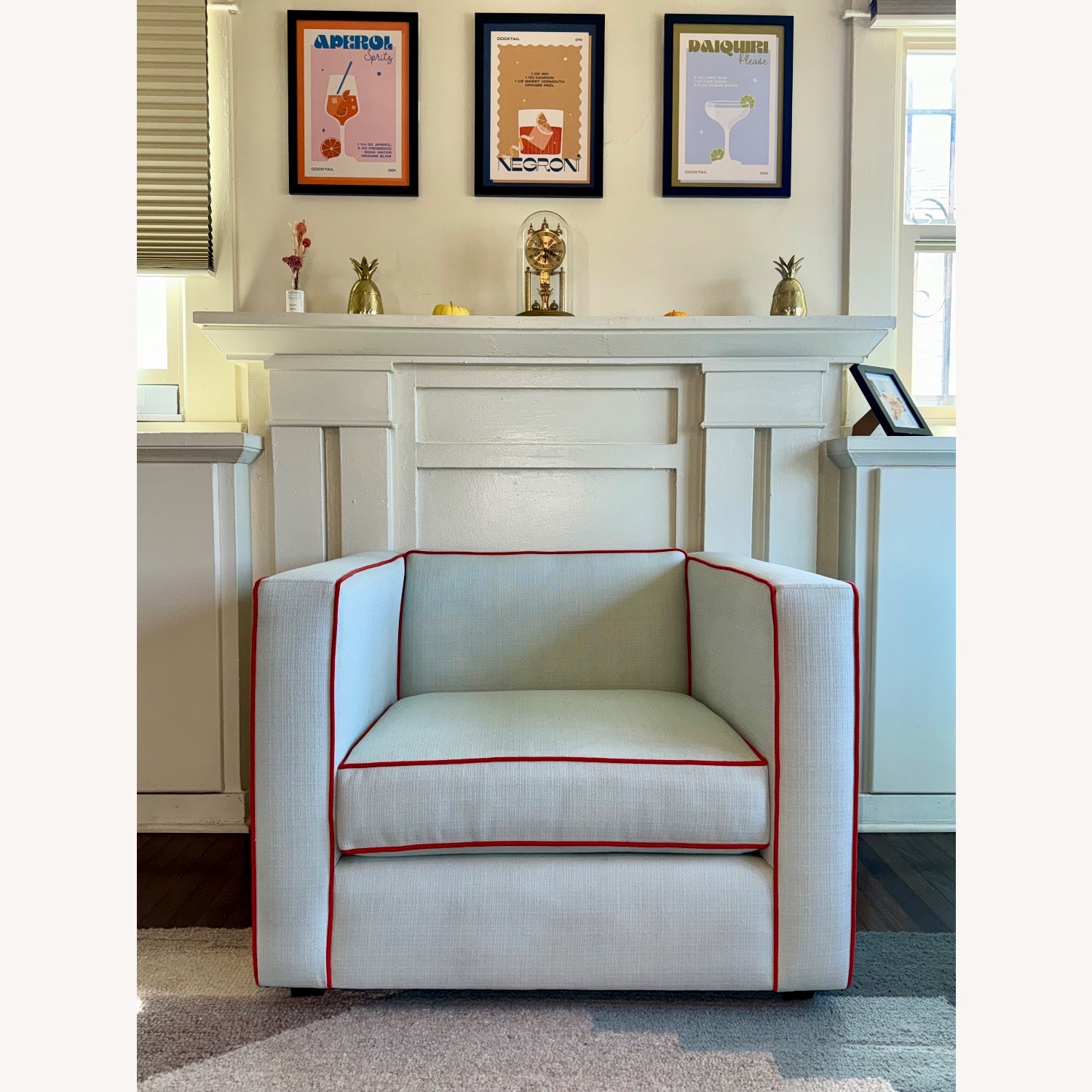 CB2 Club Chair Blue Fabric Armchair - image-2