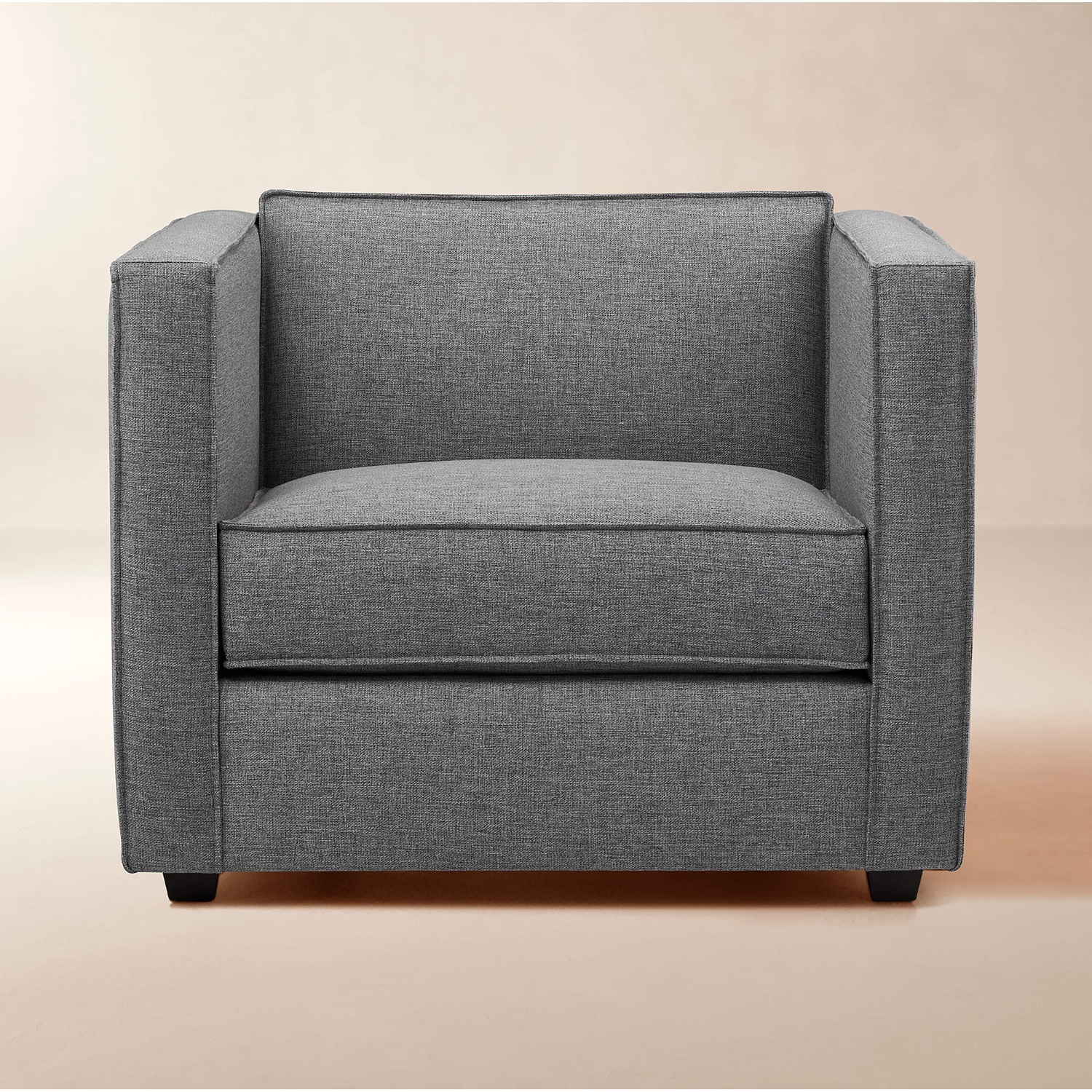 CB2 Club Chair Blue Fabric Armchair - image-9