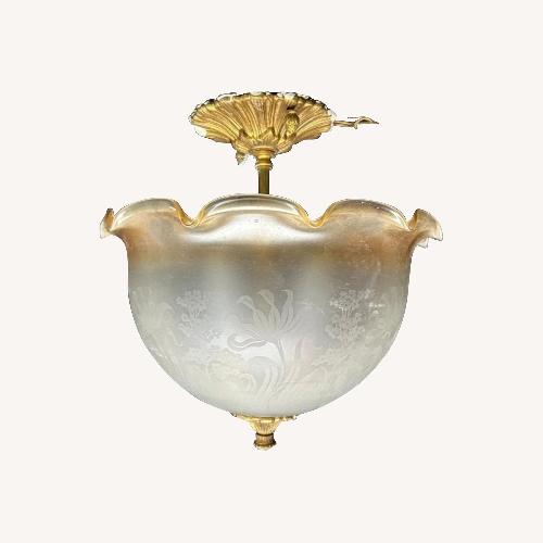 Used Antique Brass Acorn Floral Ceiling Pendant for sale on AptDeco