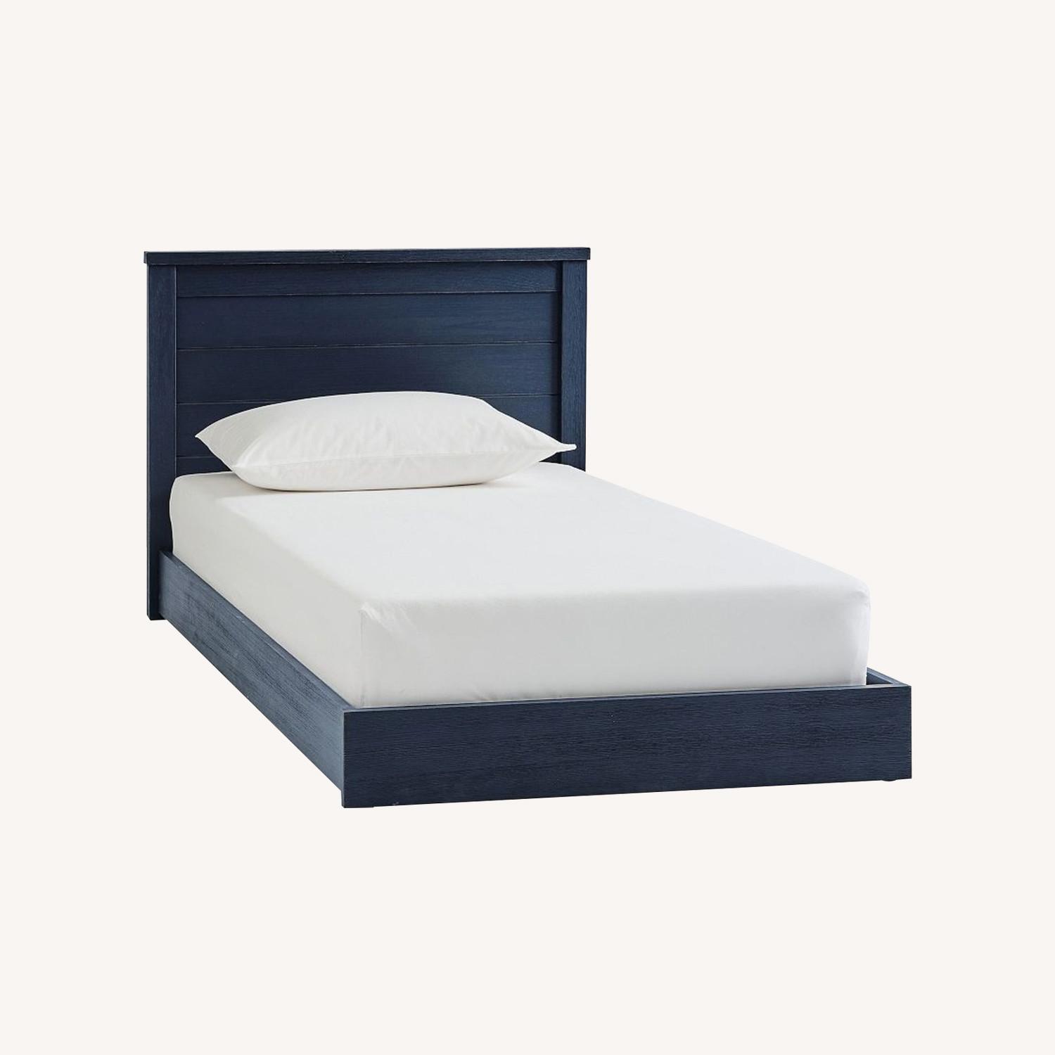 Pottery Barn Kids Charlie Wood Twin Bed Blue - image-0