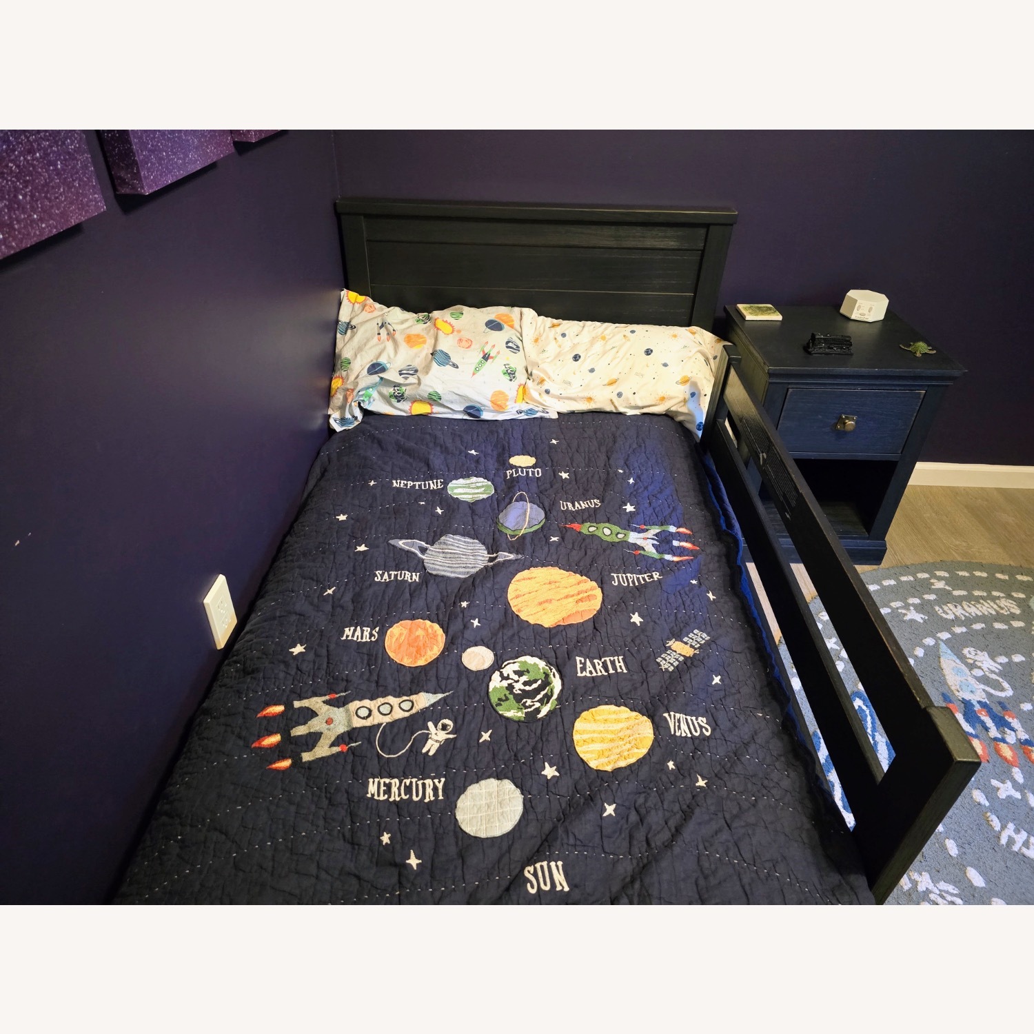 Pottery Barn Kids Charlie Wood Twin Bed Blue - image-3