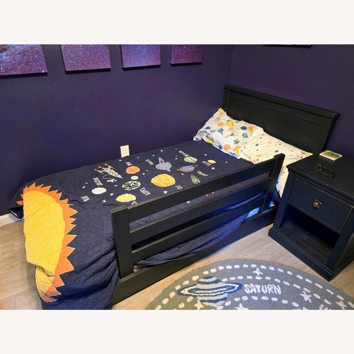 Pottery Barn Kids Charlie Wood Twin Bed Blue - image-2