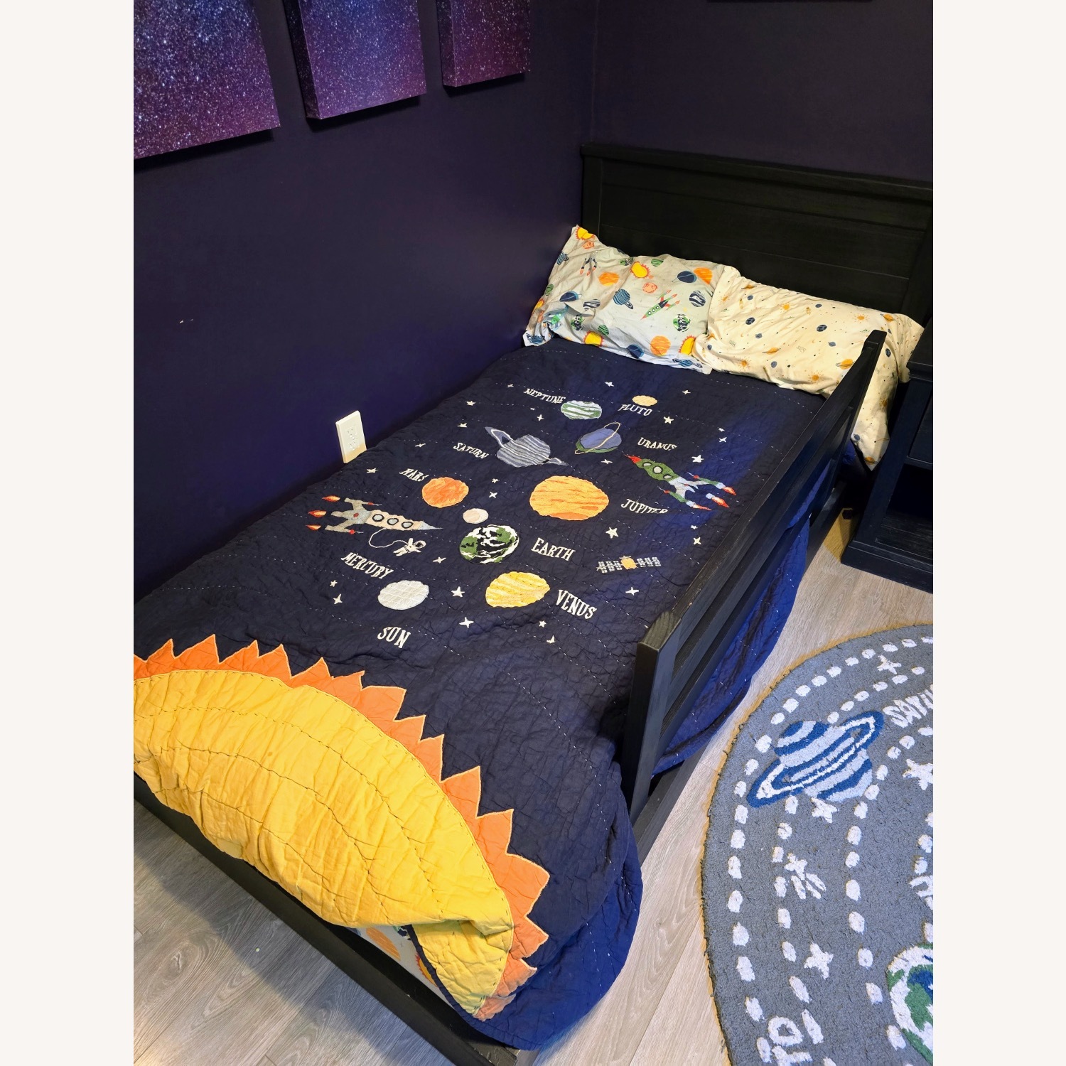 Pottery Barn Kids Charlie Wood Twin Bed Blue - image-1