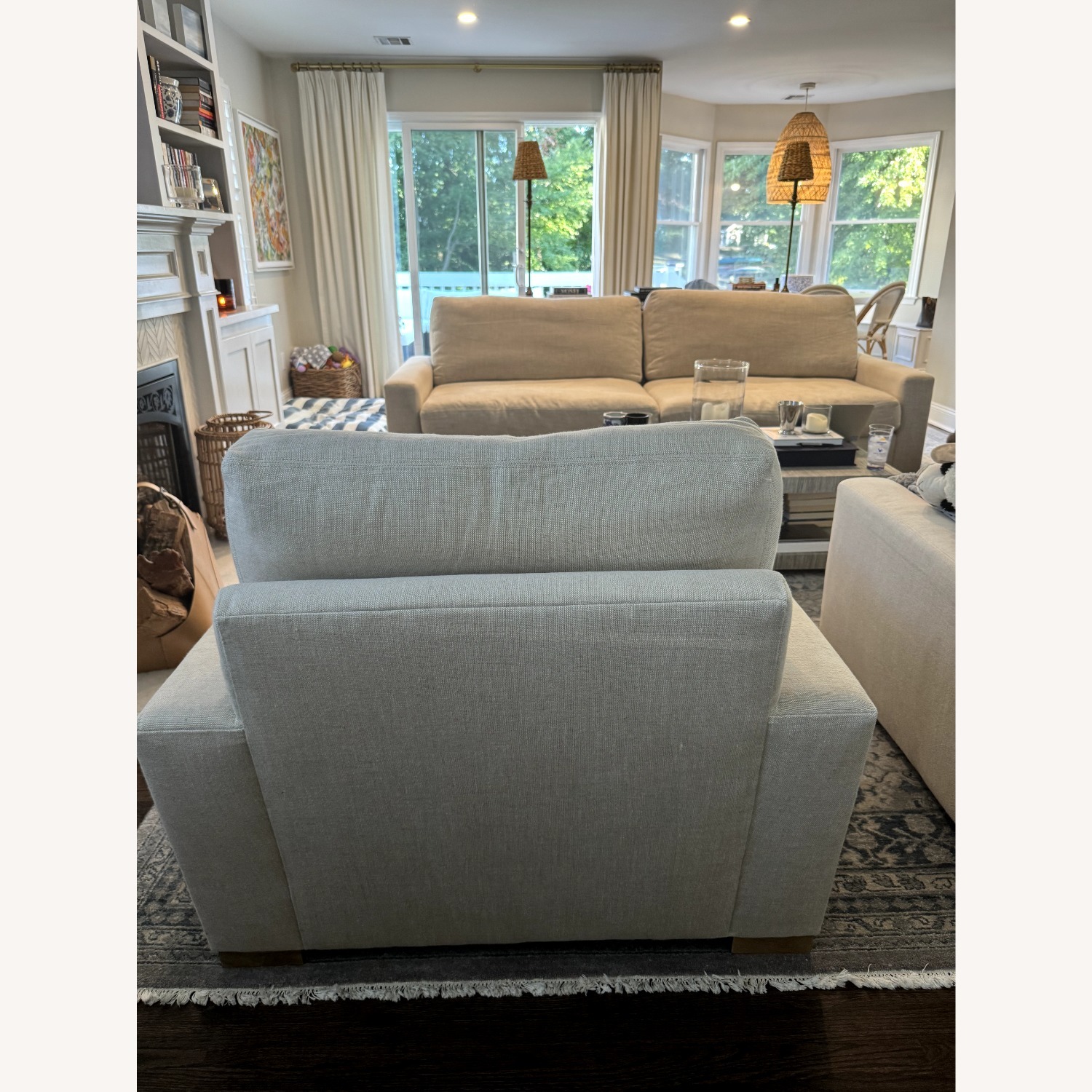 Restoration Hardware Natural Linen Armchair - image-2