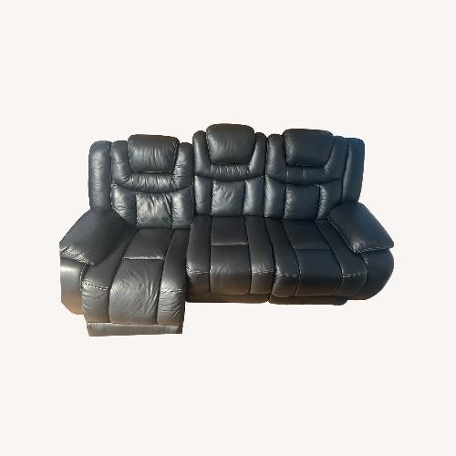 Used Global Furniture USA Black Leather 3+ Seater Sofa for sale on AptDeco