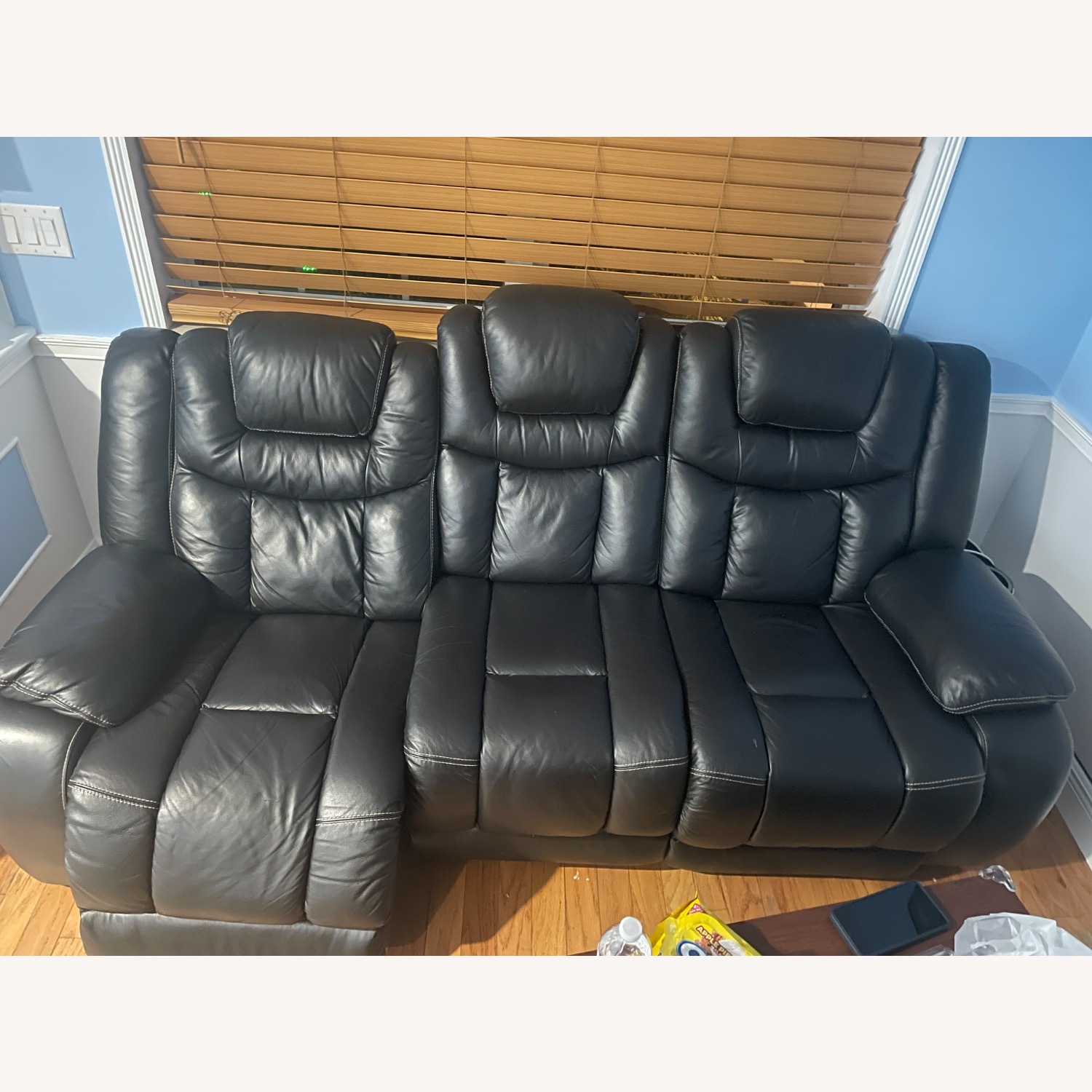 Global Furniture USA Black Leather 3+ Seater Sofa - image-2