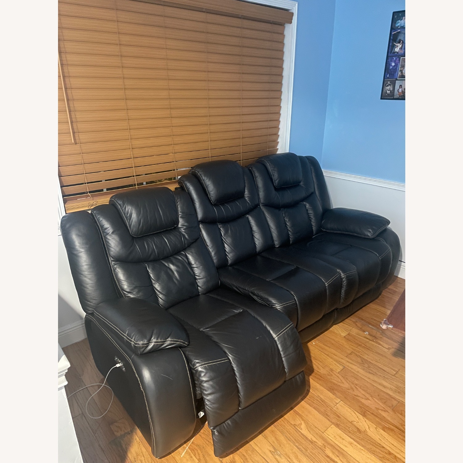 Global Furniture USA Black Leather 3+ Seater Sofa - image-1