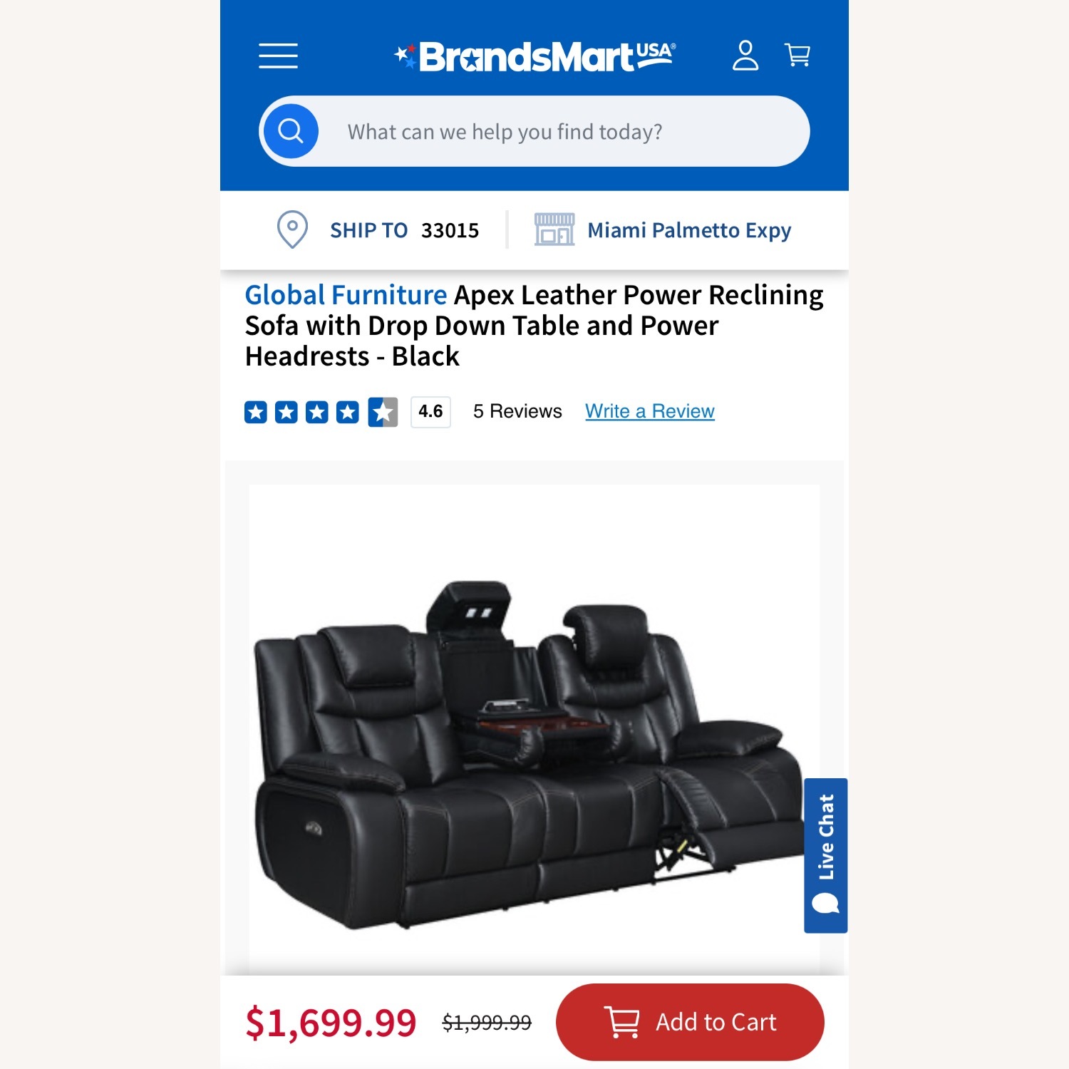 Global Furniture USA Black Leather 3+ Seater Sofa - image-8