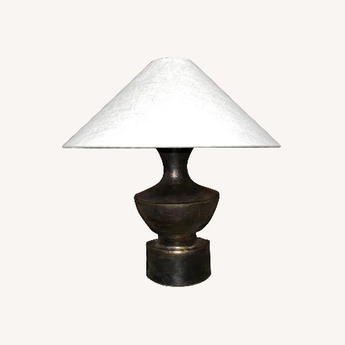 Used Sophia-Inspired Sculptural Lamp with Linen Shade for sale on AptDeco