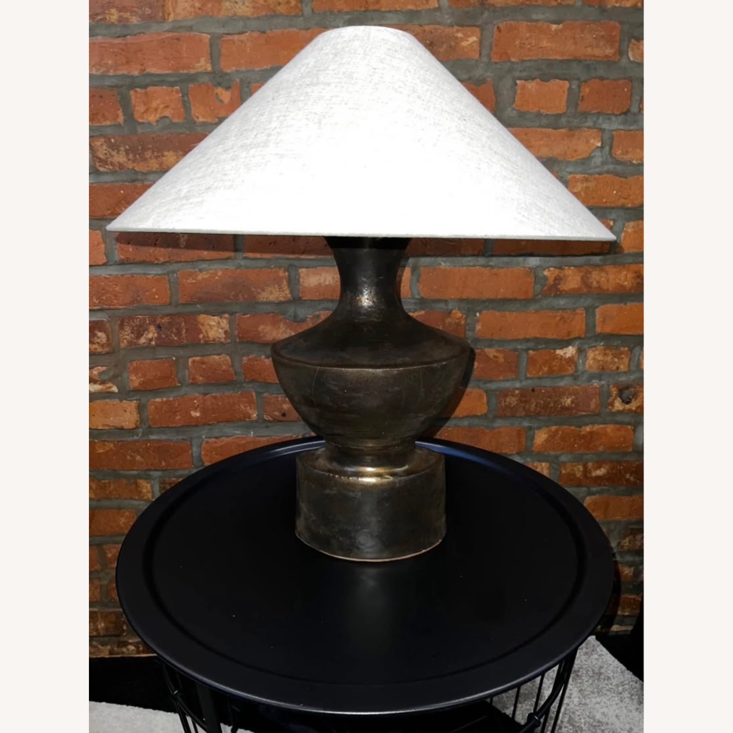 Sophia-Inspired Sculptural Lamp with Linen Shade - image-1