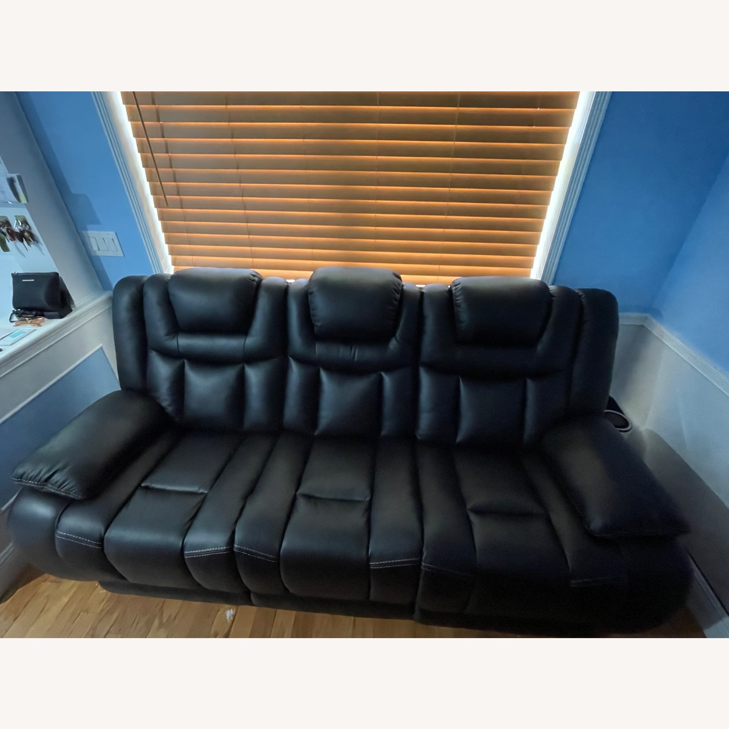 Global Furniture USA Black Leather 3+ Seater Sofa - image-5