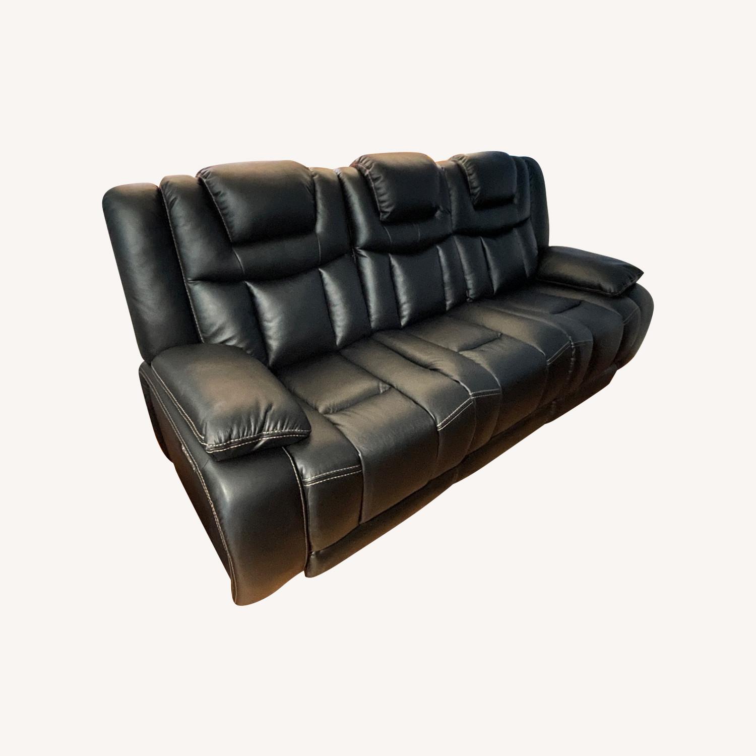 Global Furniture USA Black Leather 3+ Seater Sofa - image-0