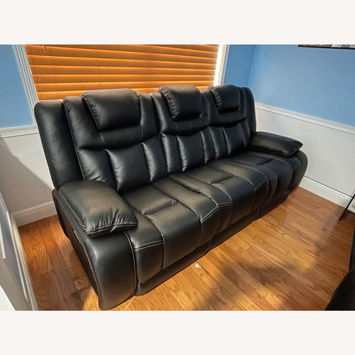 Used Global Furniture USA Black Leather 3+ Seater Sofa for sale on AptDeco