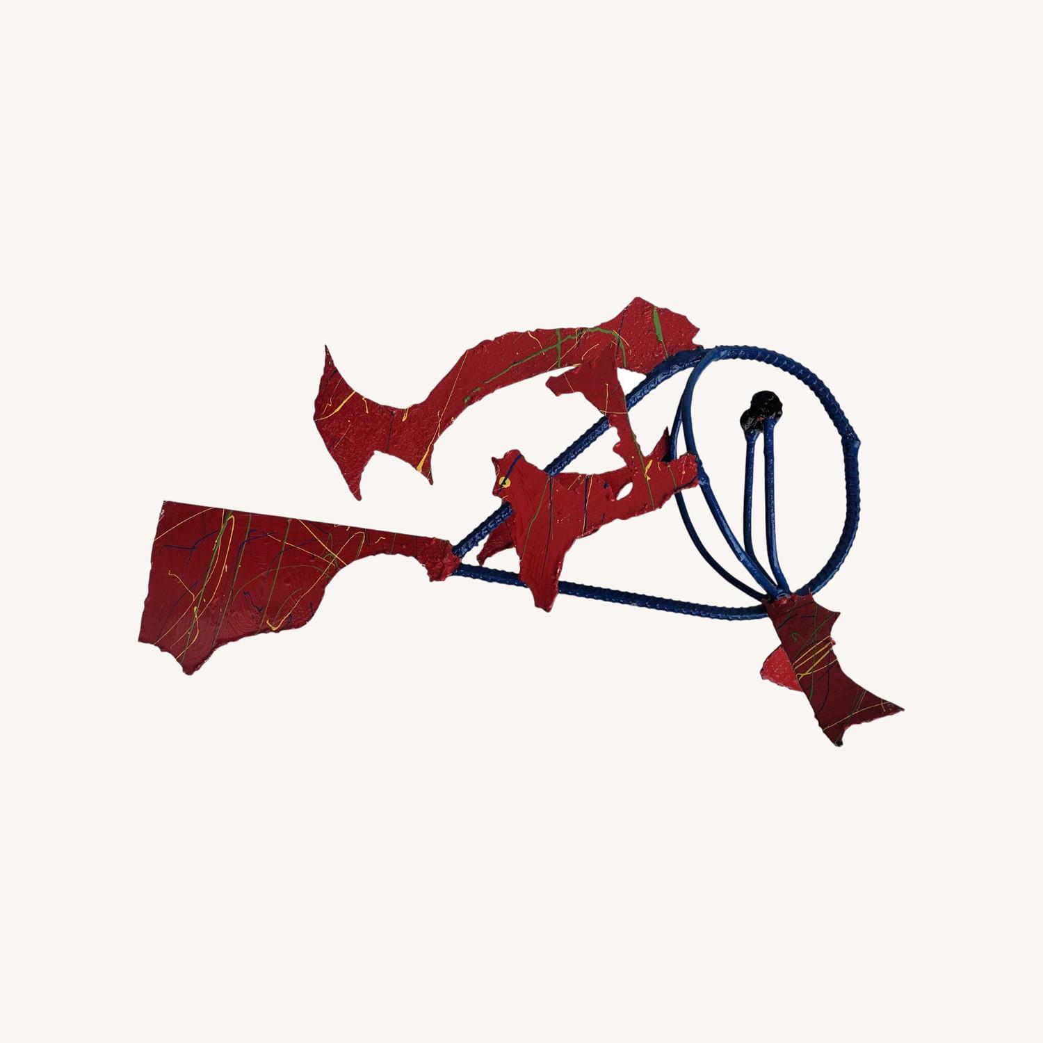 Postmodern Brutalist Torched Metal Fish Sculpture - image-0