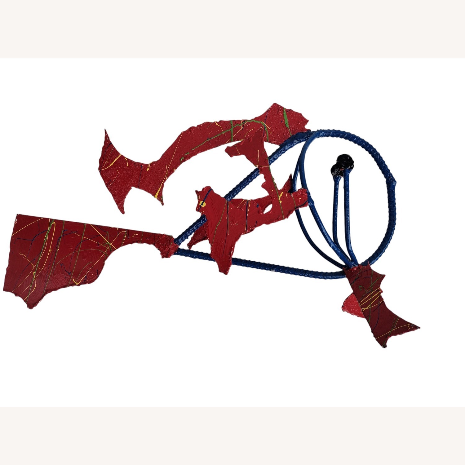 Postmodern Brutalist Torched Metal Fish Sculpture - image-1