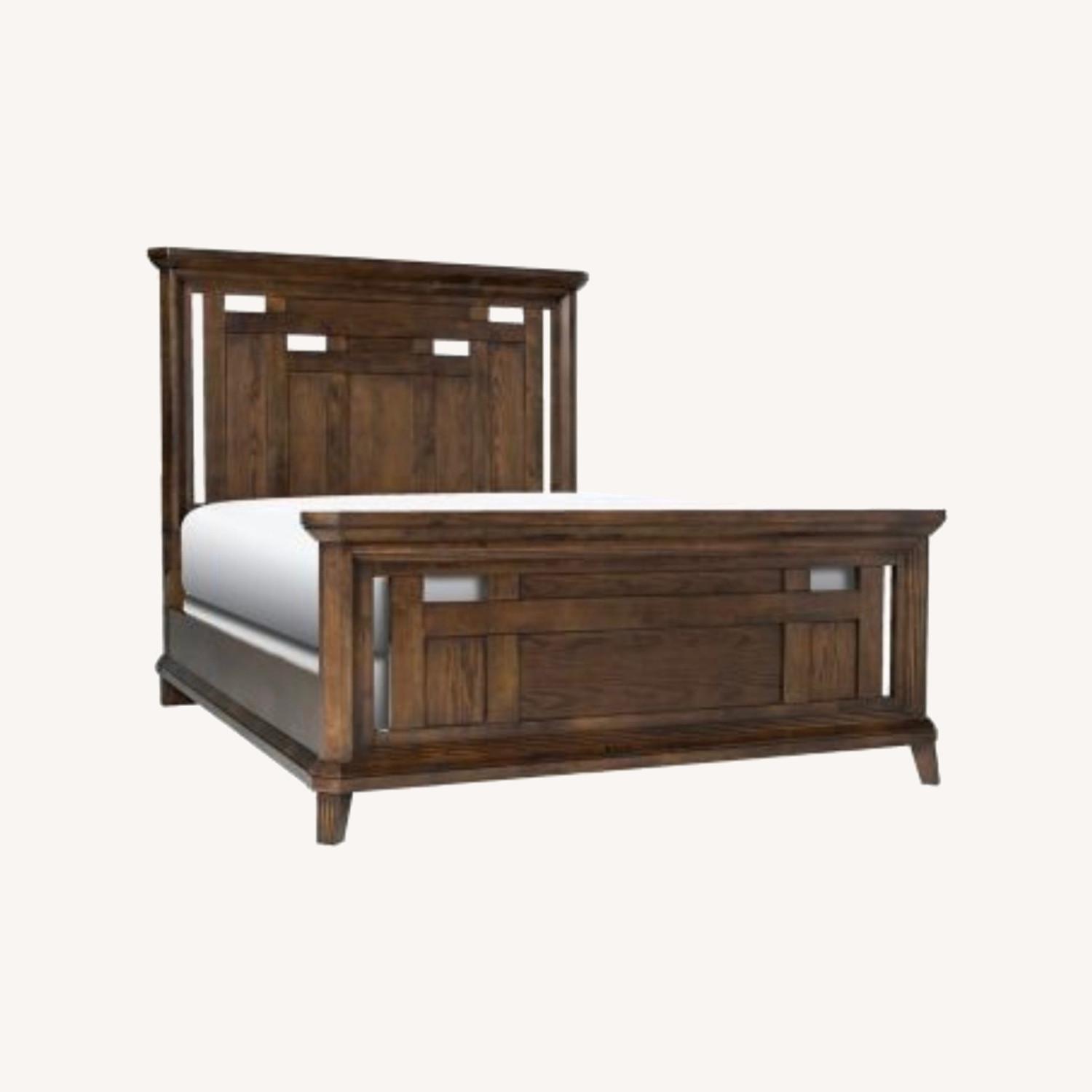 Raymour & Flanigan Dark Brown Wood Queen Bed Frame - image-0