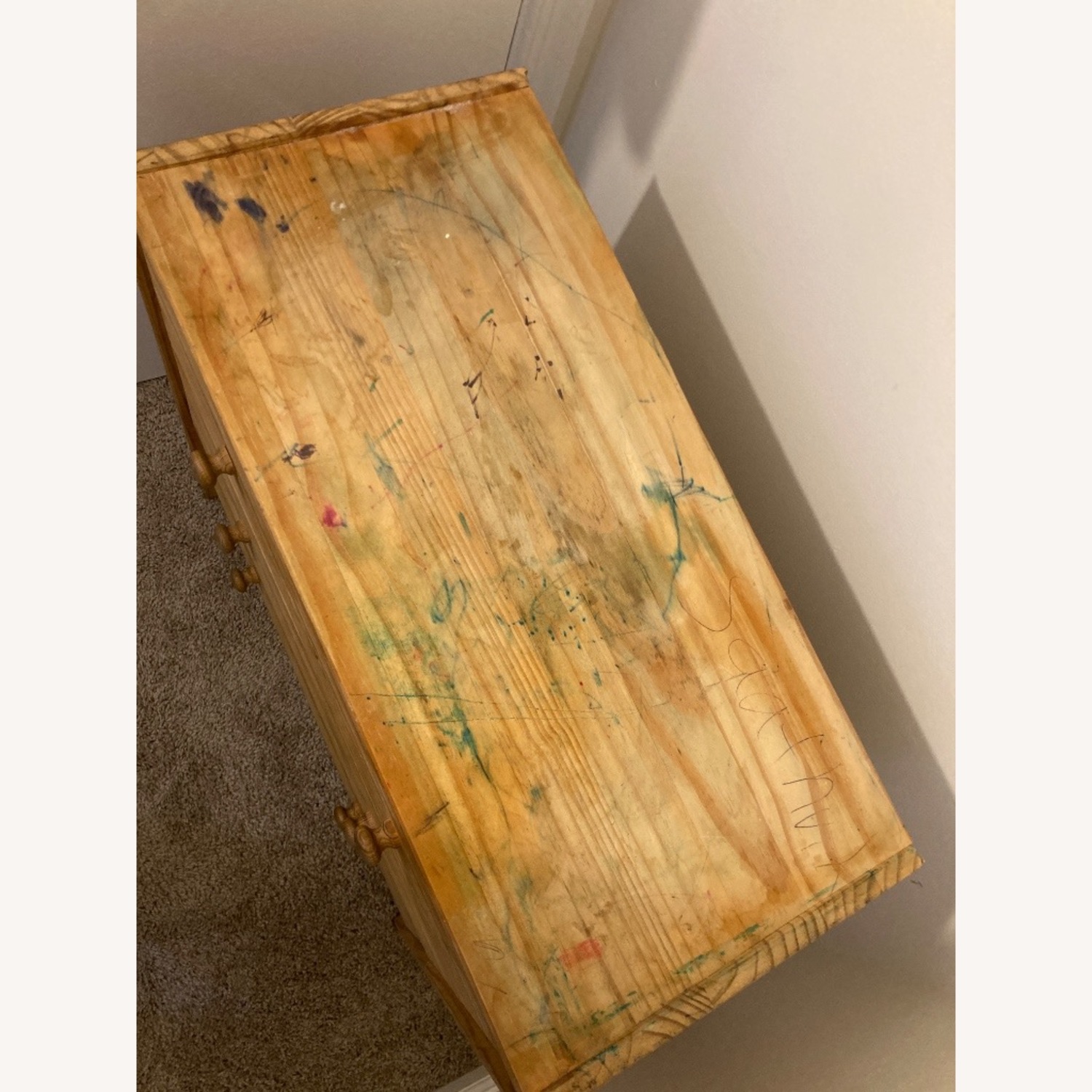 Vintage/Antique Light Brown Wood Dresser - image-2