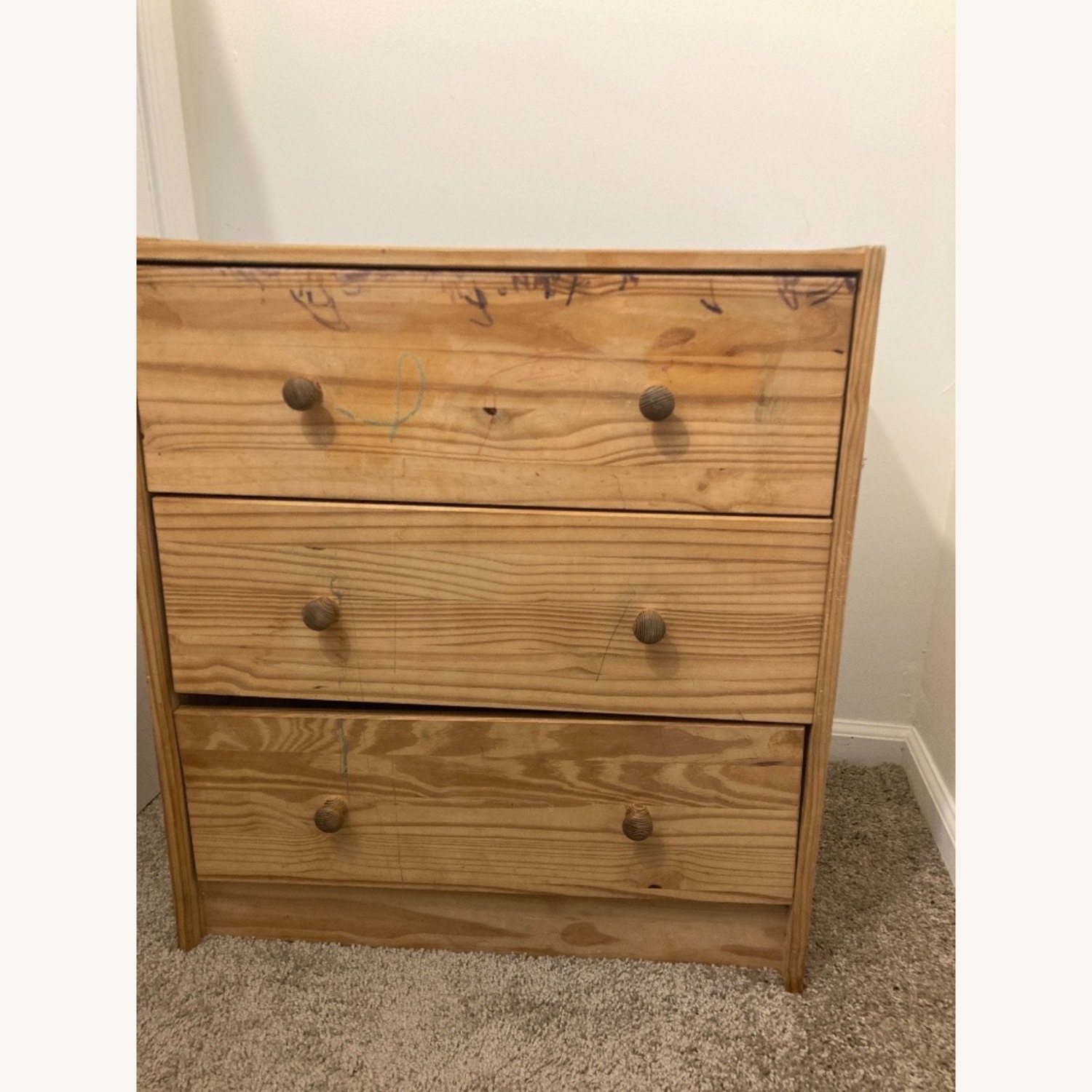 Vintage/Antique Light Brown Wood Dresser - image-1