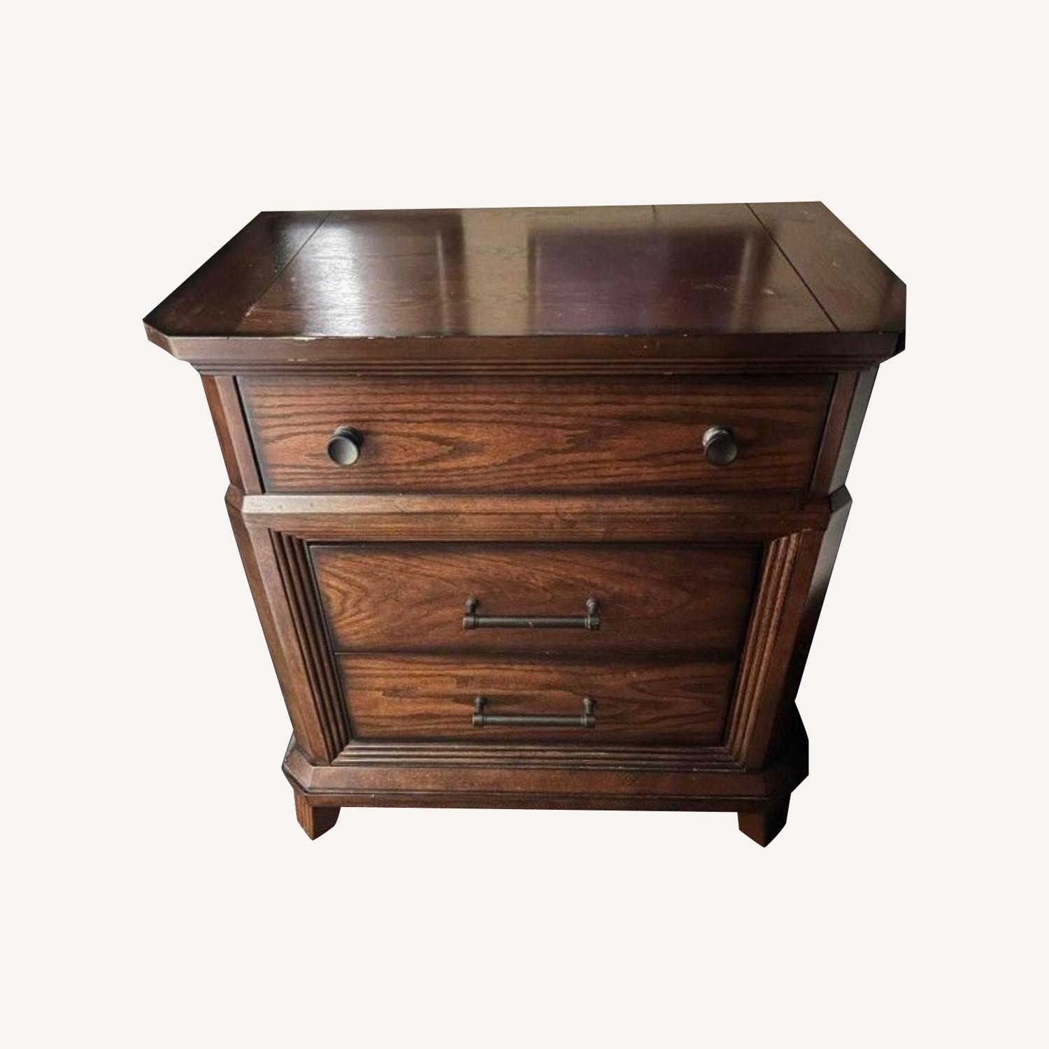 Raymour & Flanigan Dark Brown Wood Nightstand - image-0