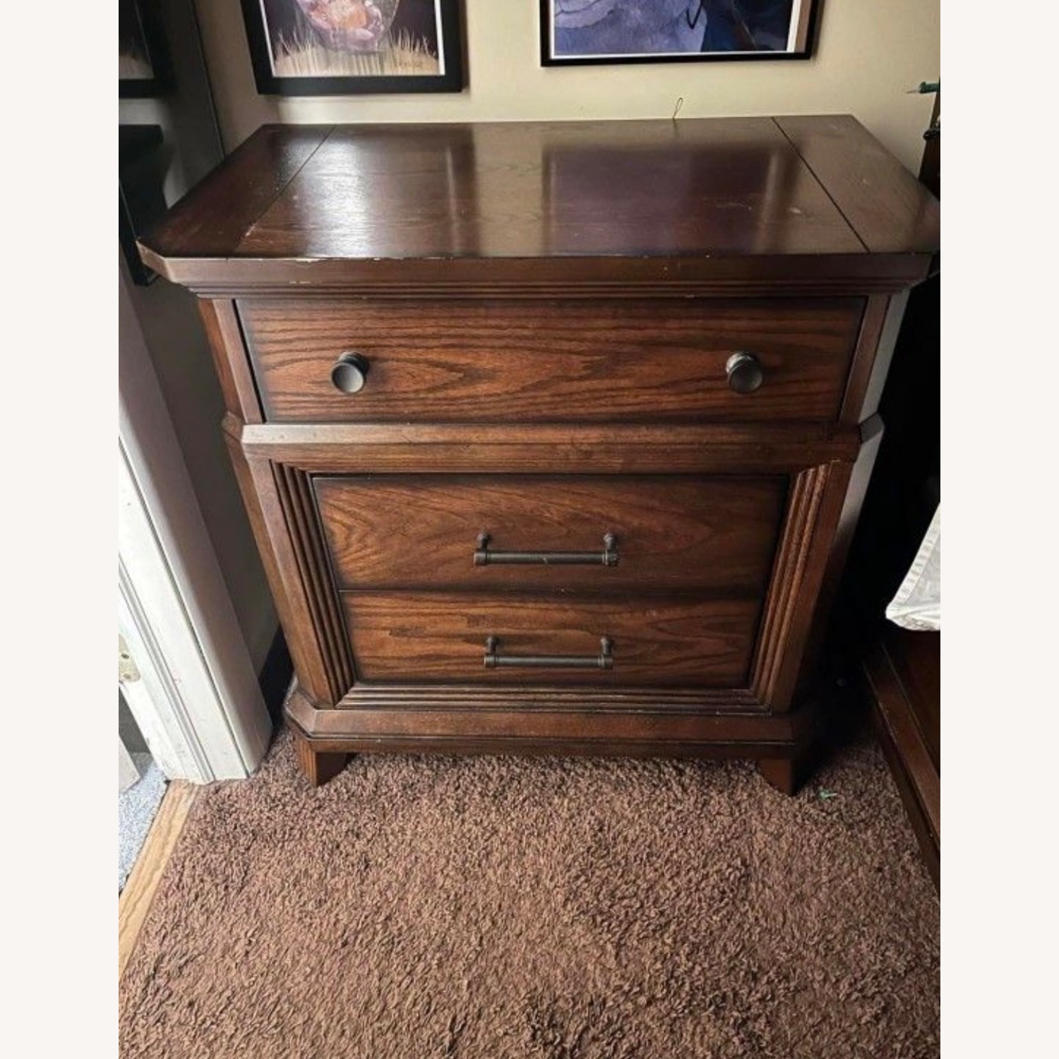 Raymour & Flanigan Dark Brown Wood Nightstand - image-3